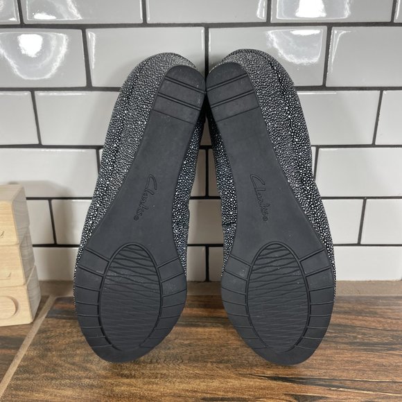 Clarks Vendra Daisy Womens Sz 7 Shoes Black Nubuck Peep Toe Wedge Pump Heels - Picture 7 of 12